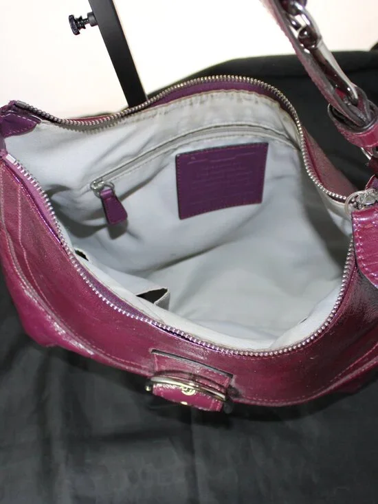 Authentic COACH Soho Plum Patent Leather Crossbody Shoulder Bag - Picture 14 of 16